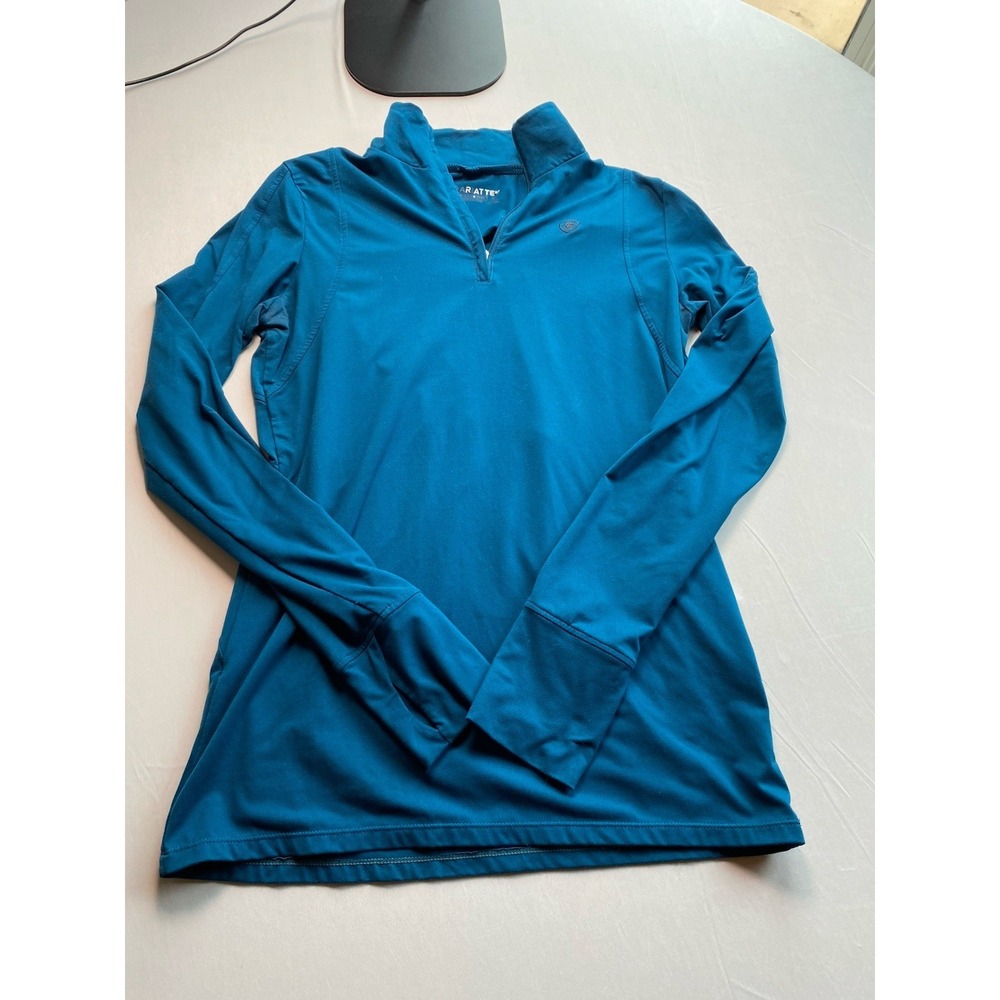 Ariat AriatTEK Cold Series Women's 1/4 Zip Base Layer Top Teal Blue Medium